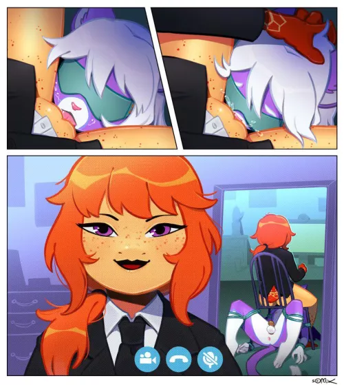 Keeping her good boy occupied during a business call (Somik)