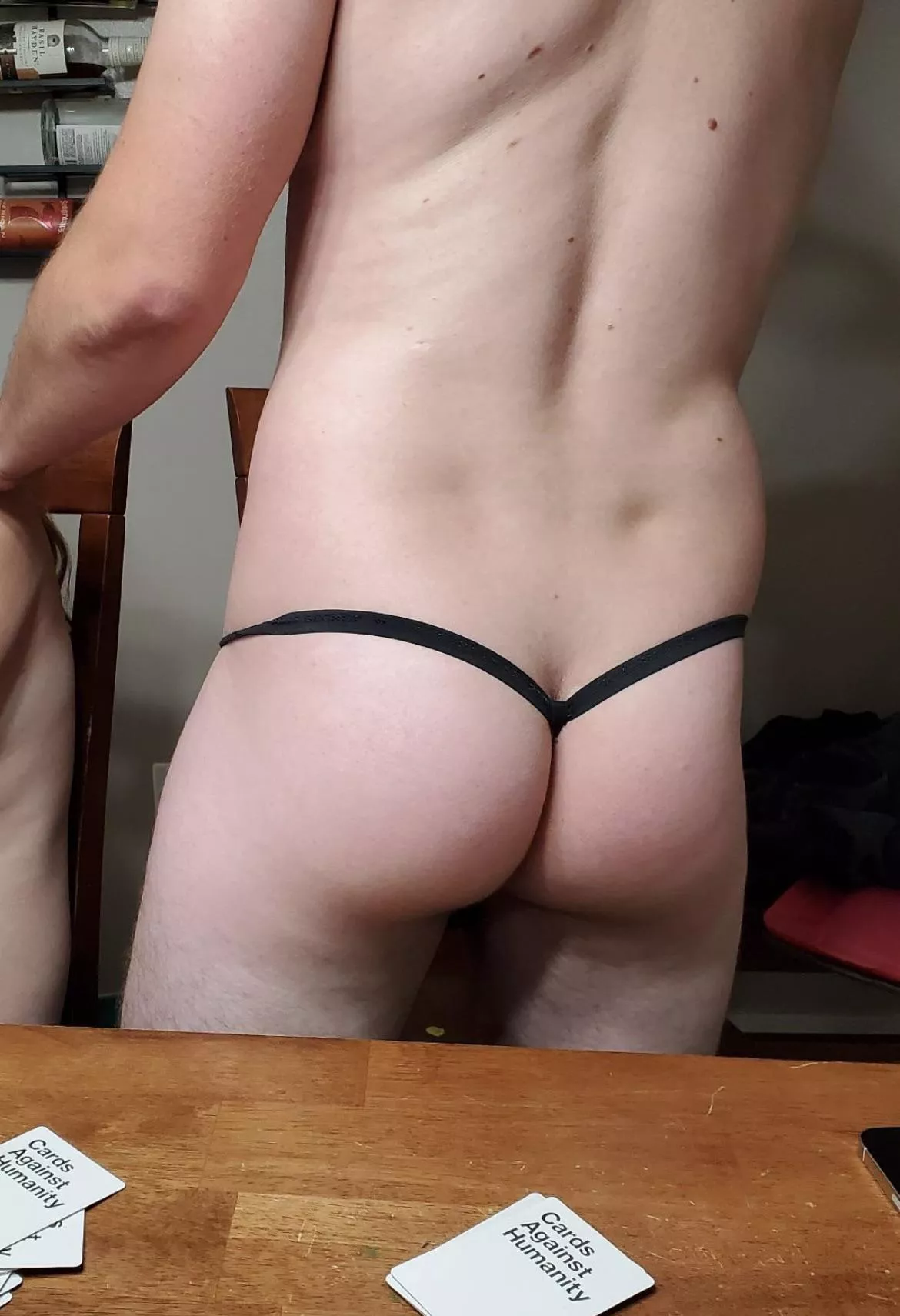 My husbands penalty from our sexy game of CAH😅