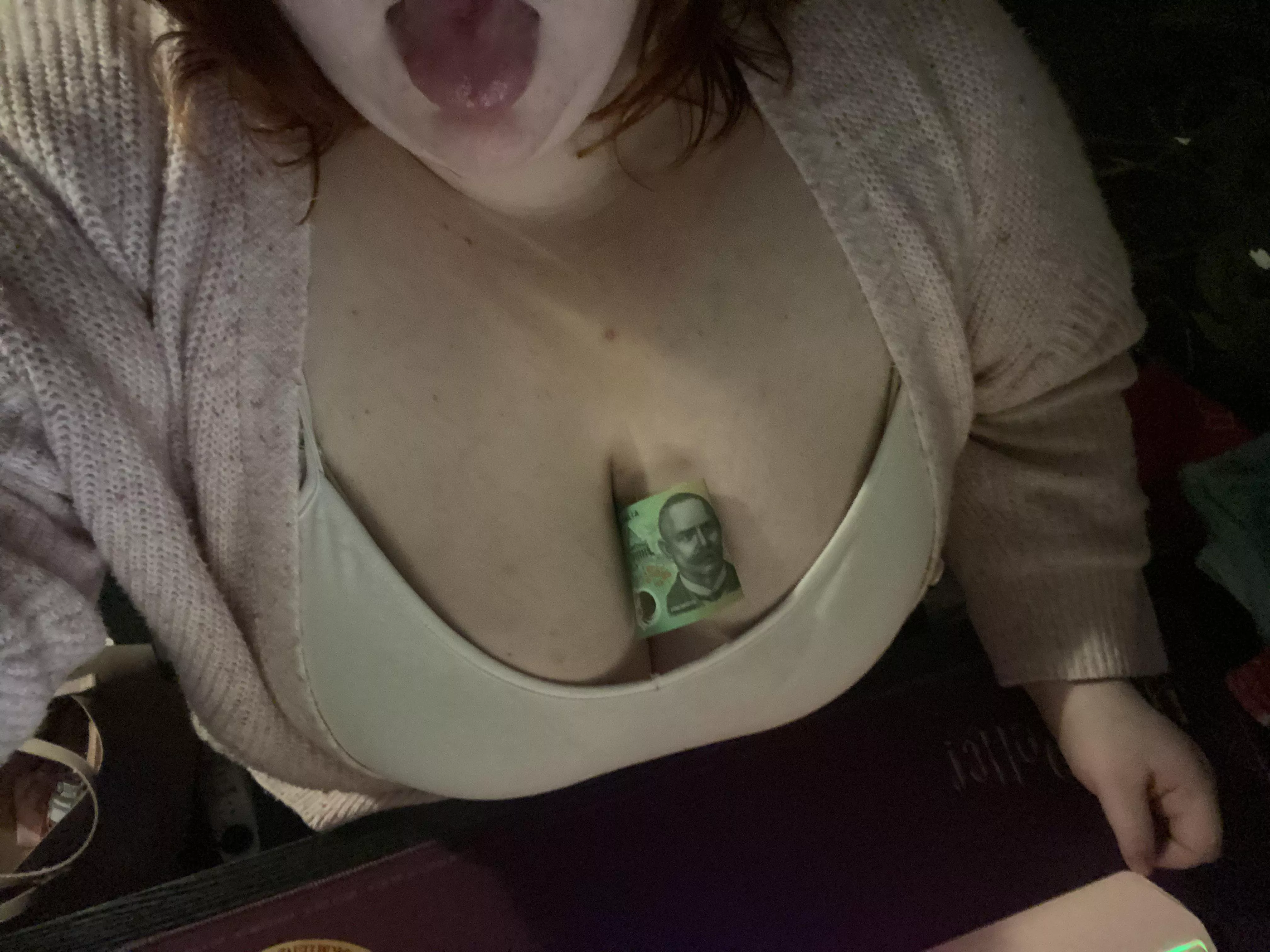 My tits holds money well don’t you think?