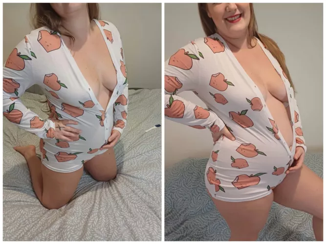 8 weeks pregnant to 15 weeks 😍 who wants to see me stretch these pyjamas until they burst for you over the next 25 weeks? 😈