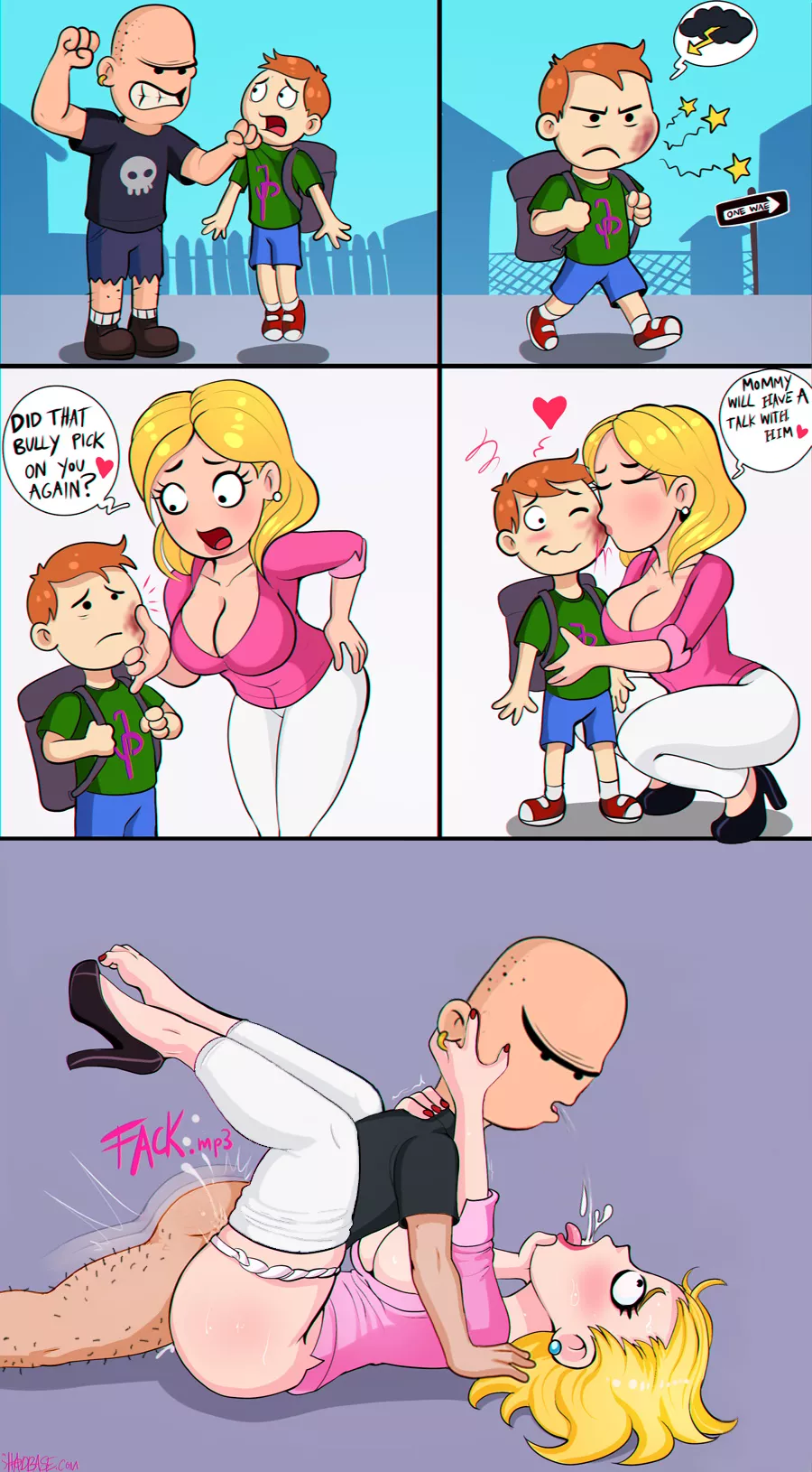 the bully decides to get intimate with his victim's mother