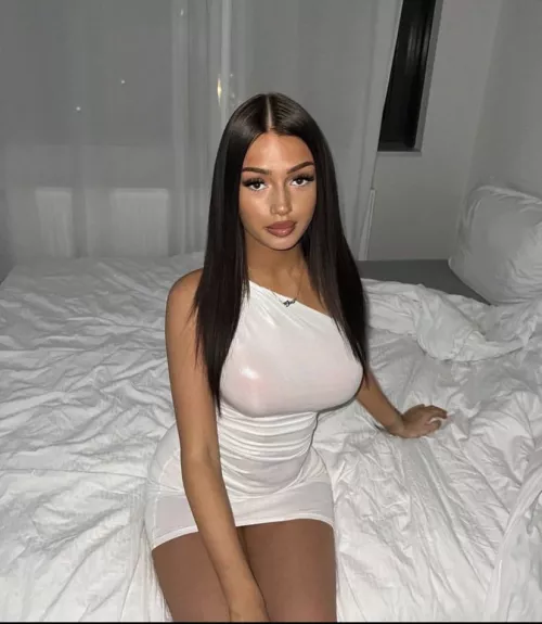 Even through the dress they’re massive