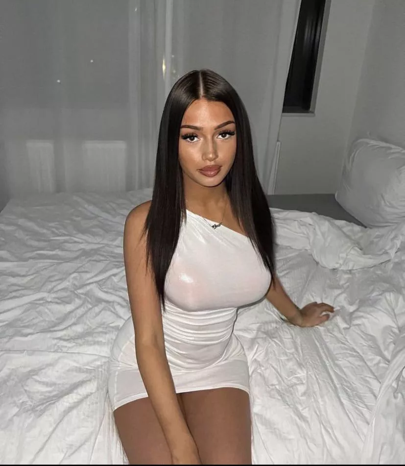 Even through the dress they’re massive