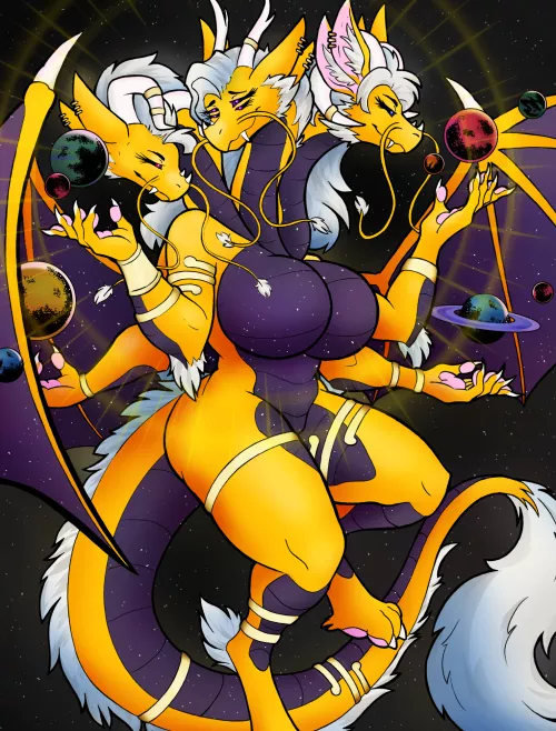 Space Draaagon Goddess!!! (Art by me :3) commission done for u/Oakley7295 [Q]