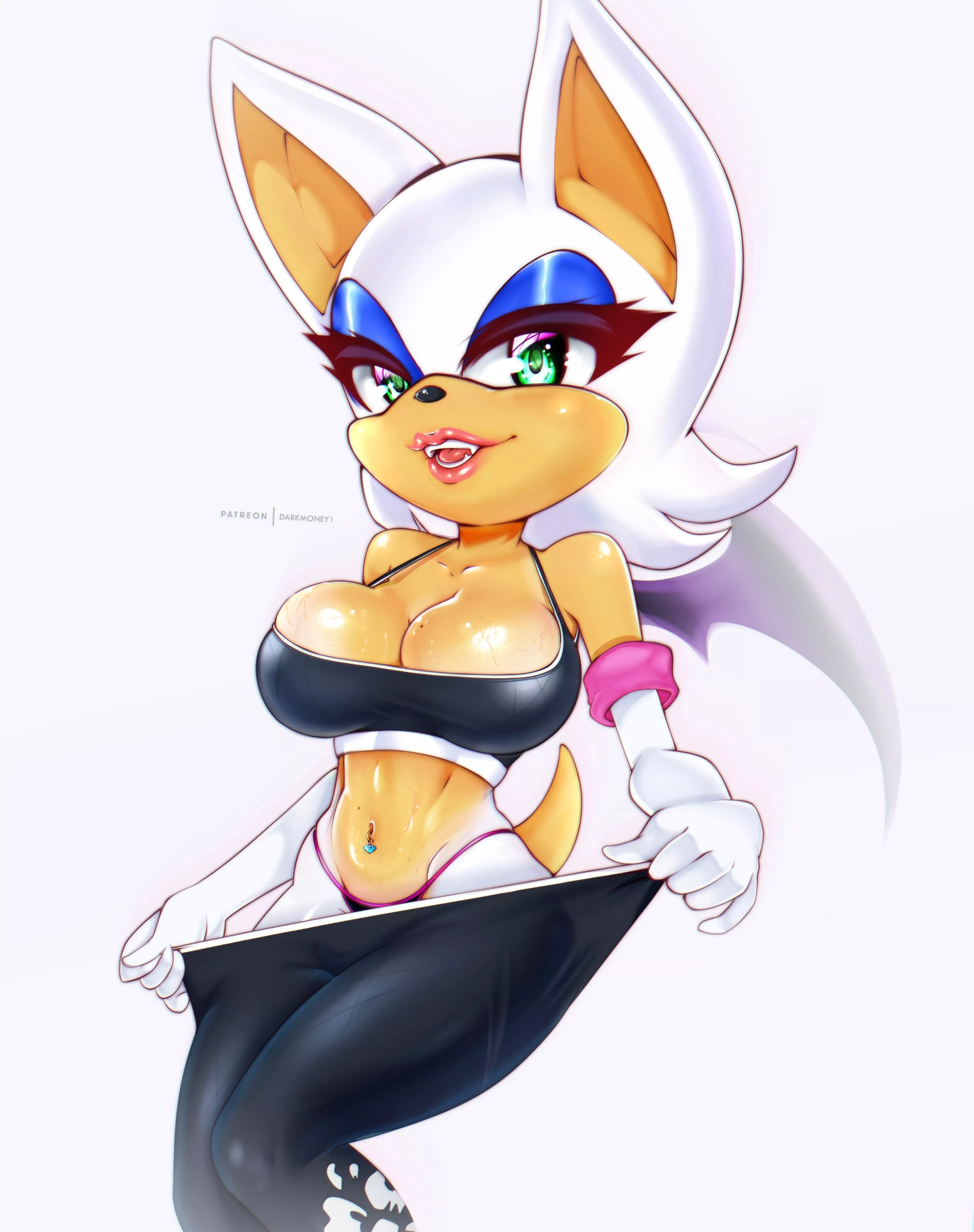 That sports bra can barely hold Rouge's melons (Artist:DarkMoney1)
