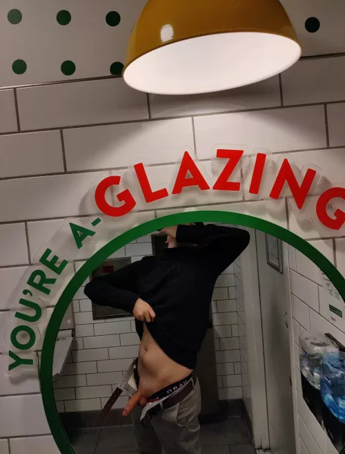 In the bathroom of the Krispy Kreme on Times Square