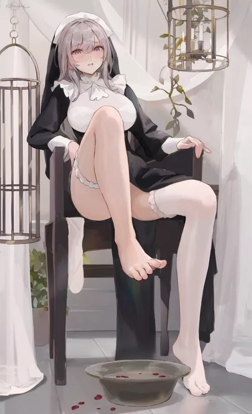 Nun Foot Washing [Artist's Original]