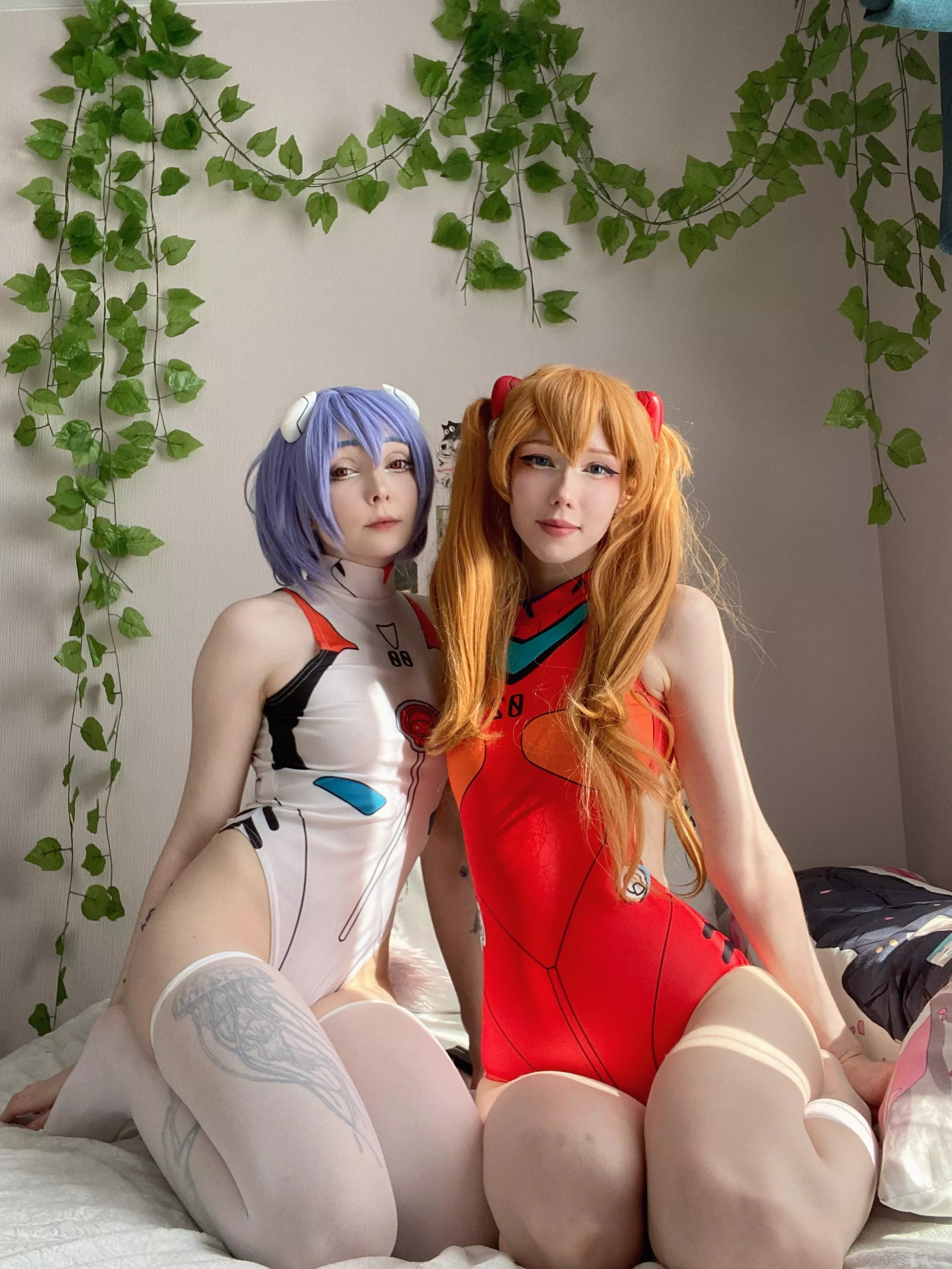 asuka and rei (neon genesis evangelion)