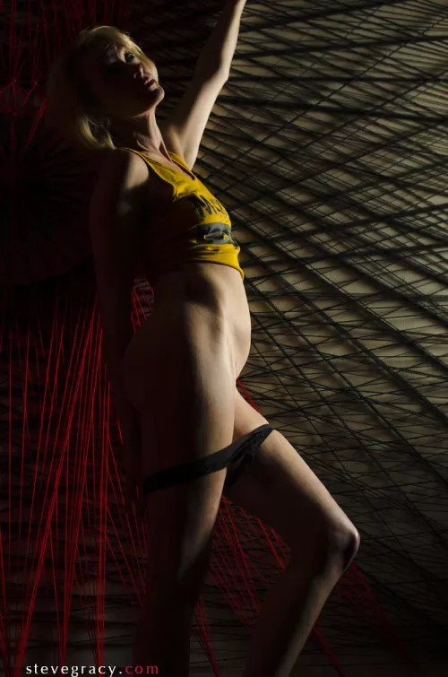 Becca on the string art wall