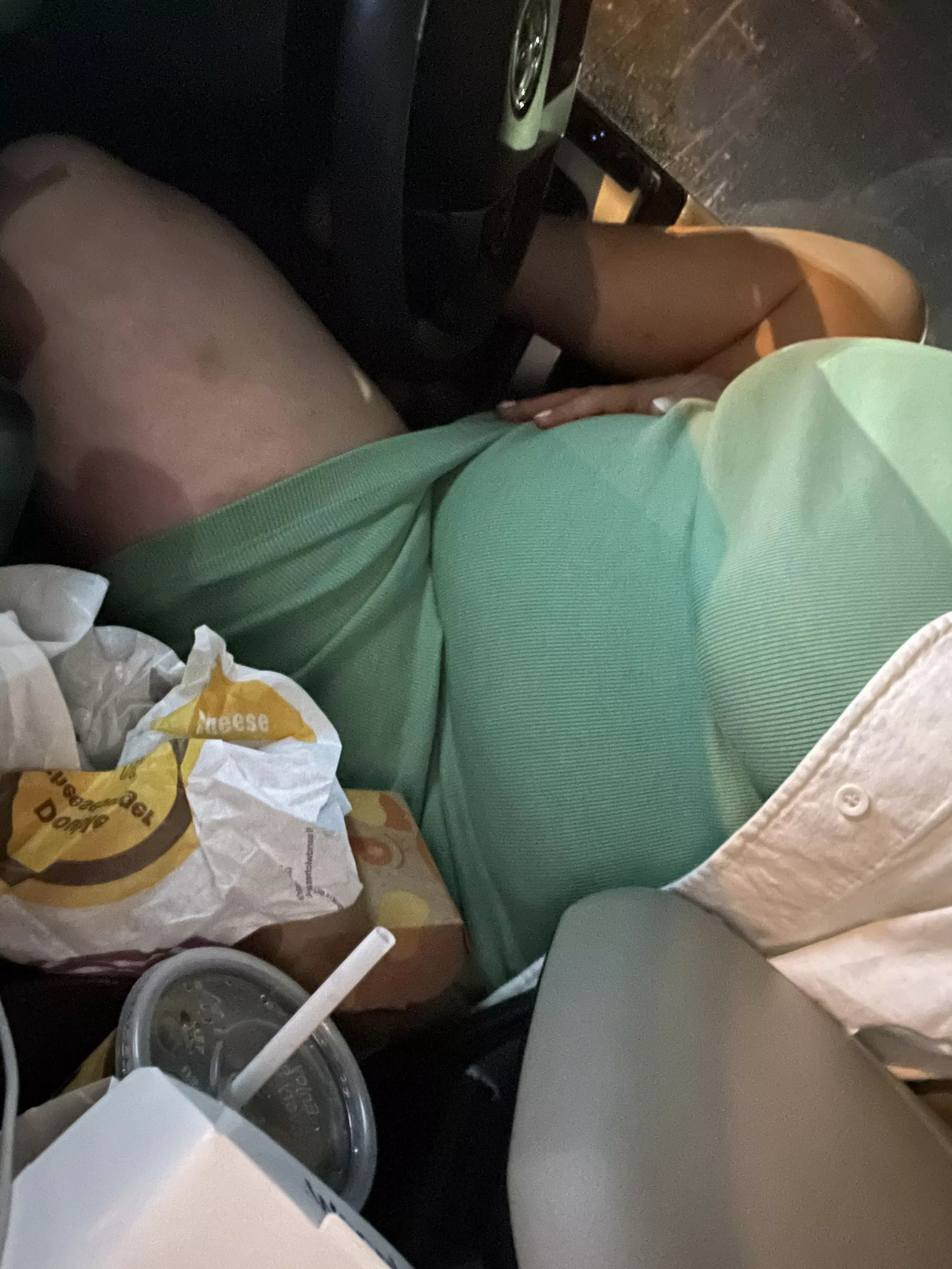 surrounded by wrappers and still hungry