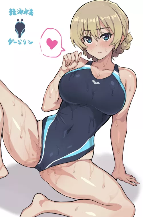 Darjeeling Giving an Erotic Pose in Dark Blue Arena Swimsuit [Girls und Panzer] (Mordeth)