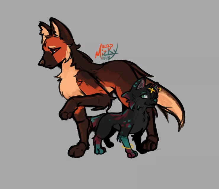 My two fursona together! [ skecth made by me]