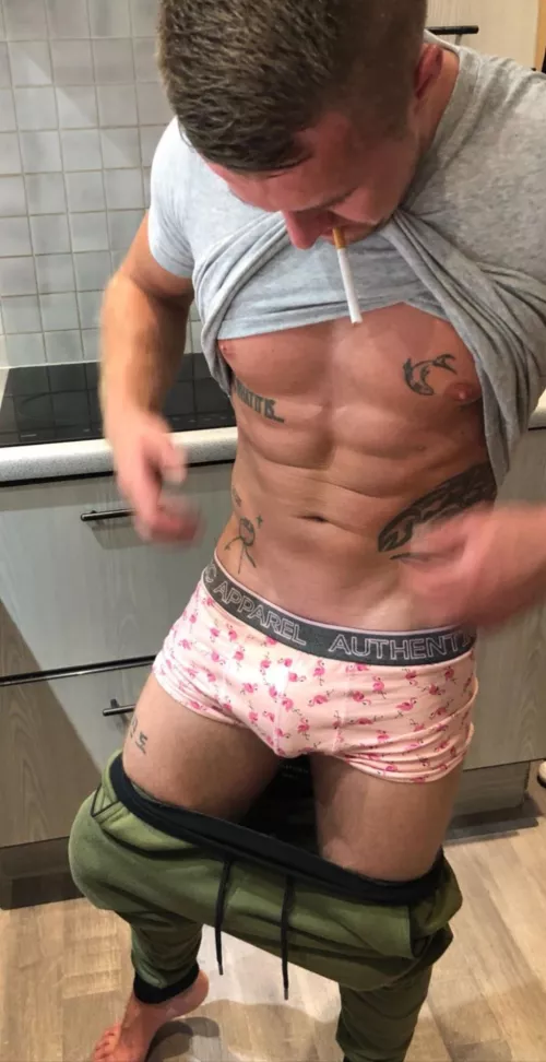 Pink flamingo boxers though...