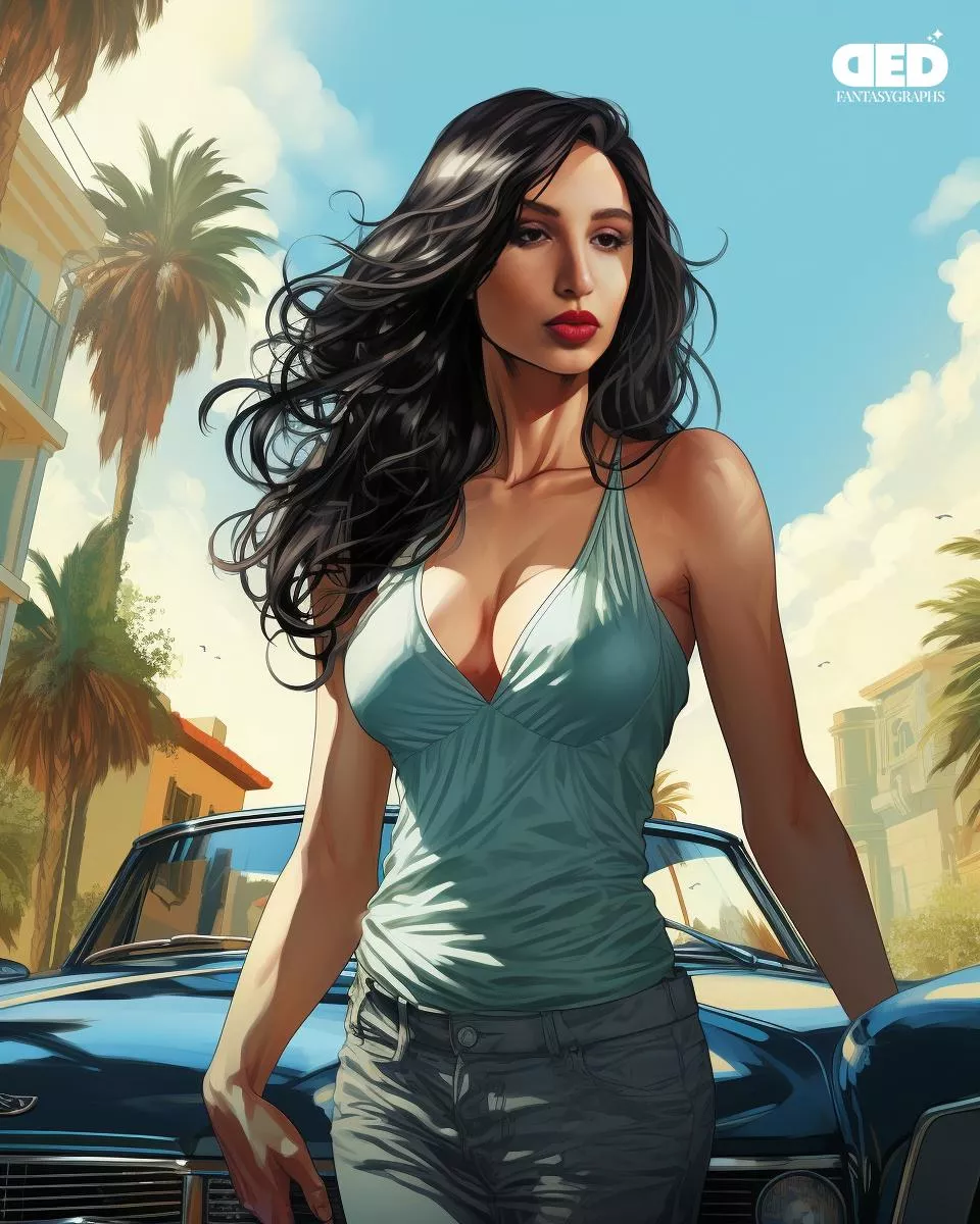 Abella as a GTA character.