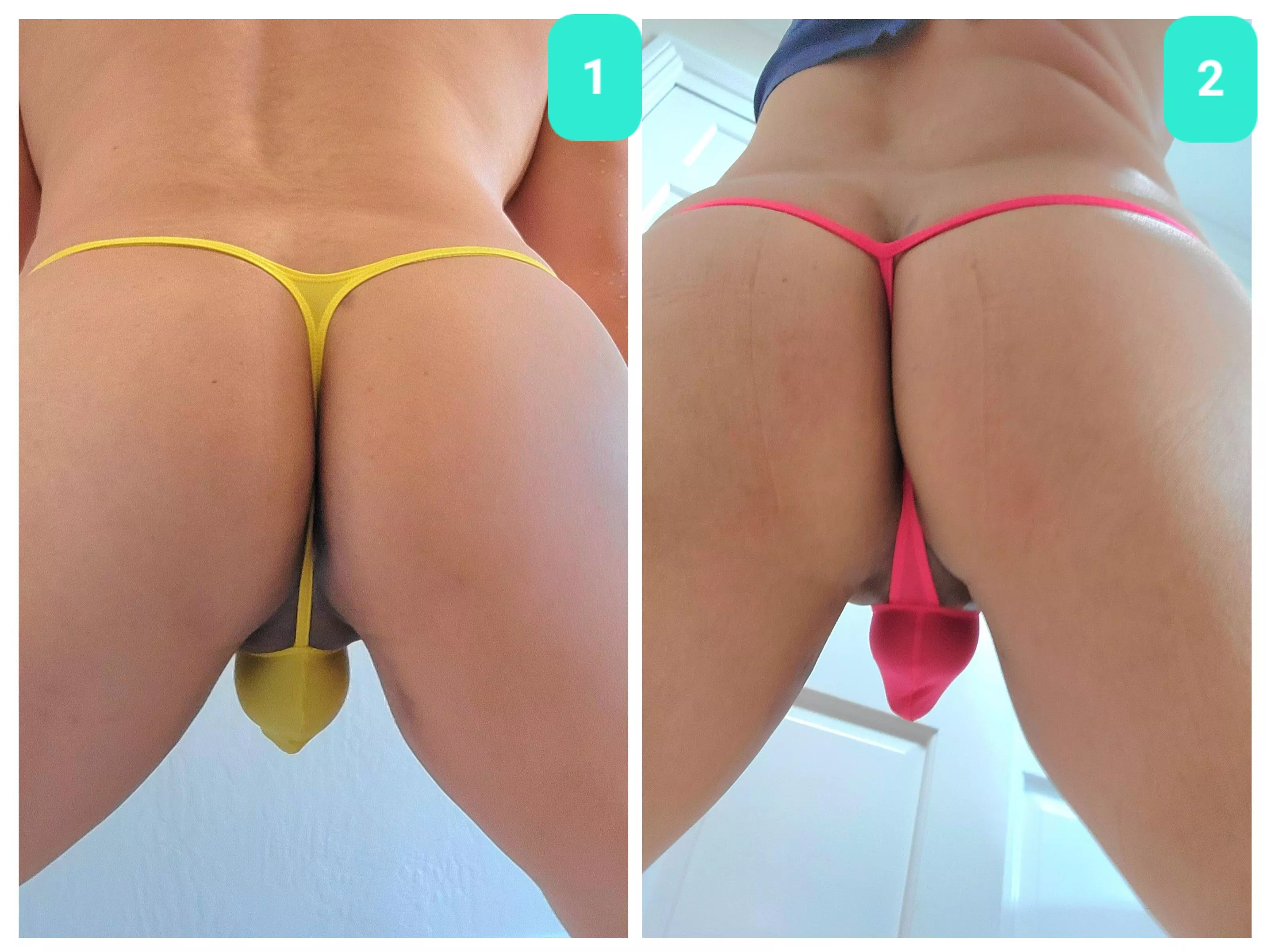 Do folks like thongs with thinner taint straps (#1) or wider straps (#2). I like #1 when I'm horny, #2 for working out :)