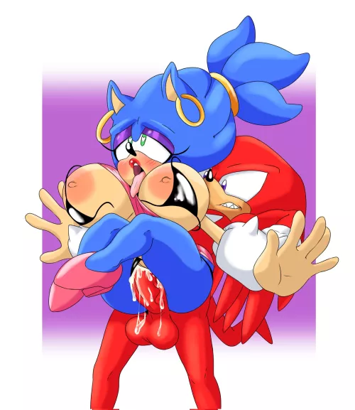 Fresh from the bimbofication machine, Sonikko's friendship with Knuckles has drastically improved (Artist:ShinMayJay/Limederg)