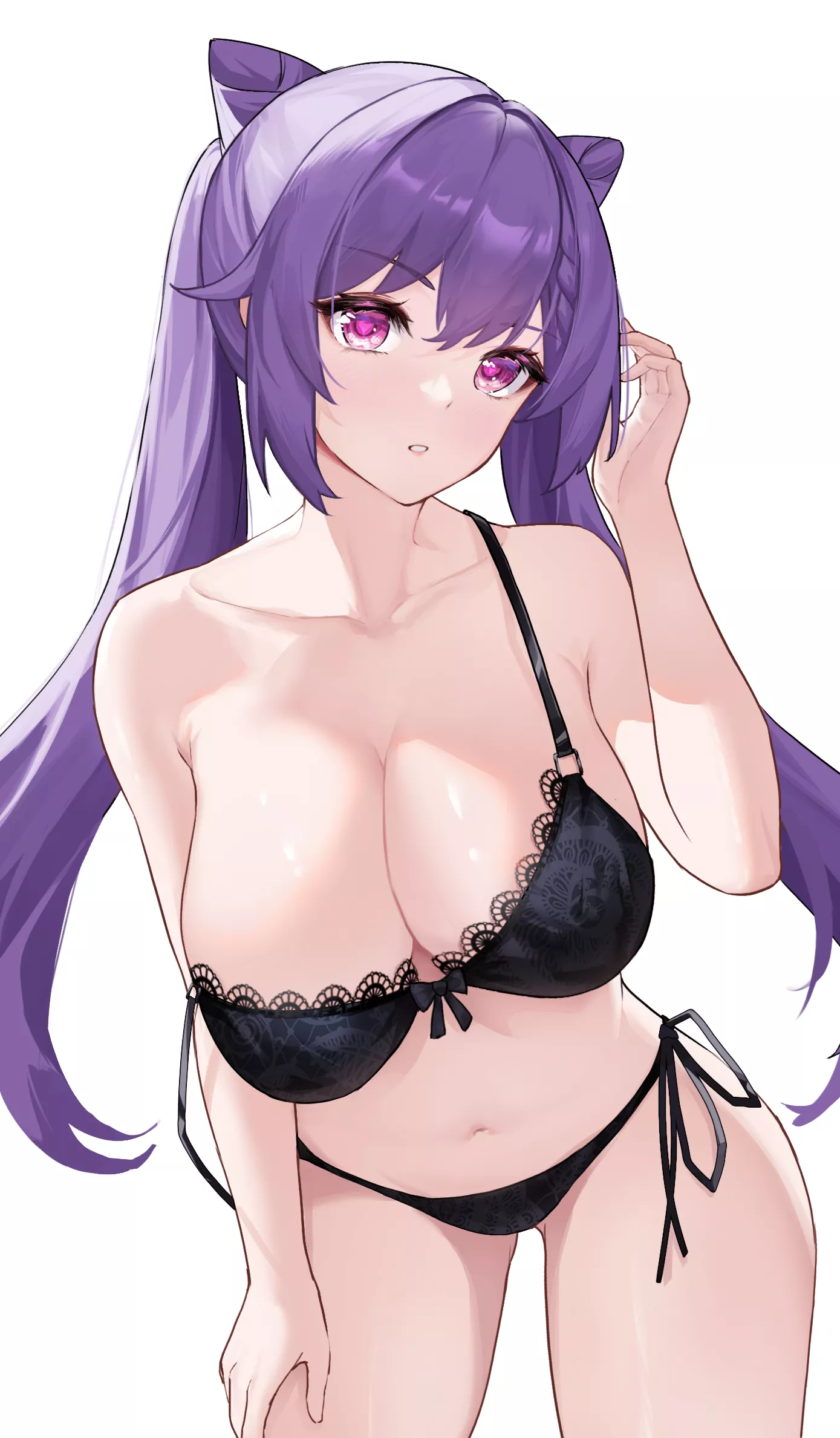 Keqing in black lingerie [Genshin Impact]