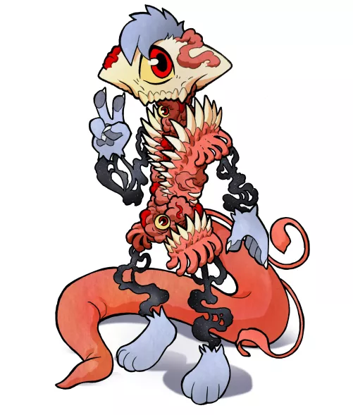 (NSFW for cartoony body horror) Okay so I was challenged to design an eldritch horror fursona and I think the summoning went wrong so now he's just... possessed. Enjoy! (art by me) [X]