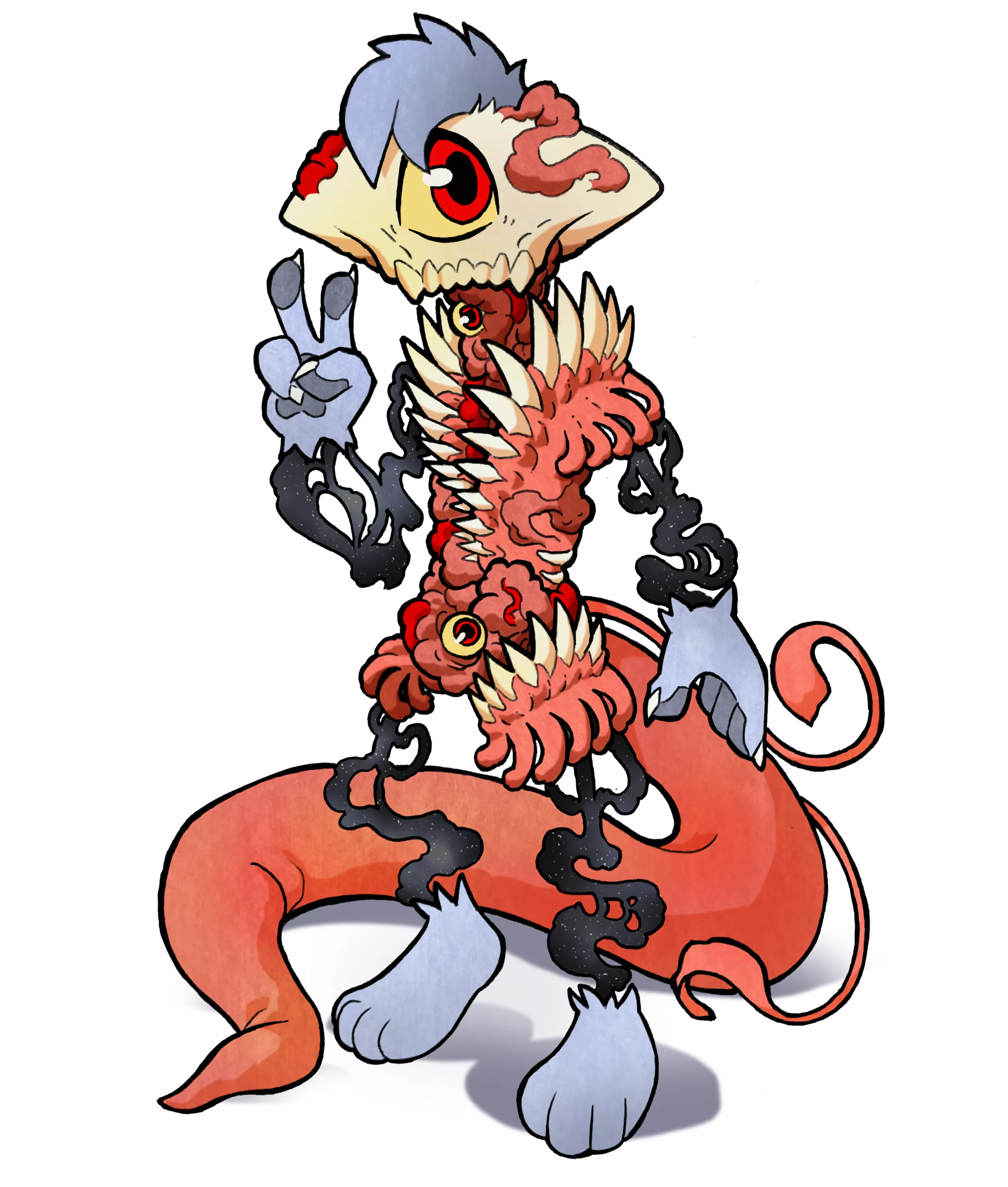 (NSFW for cartoony body horror) Okay so I was challenged to design an eldritch horror fursona and I think the summoning went wrong so now he's just... possessed. Enjoy! (art by me) [X]