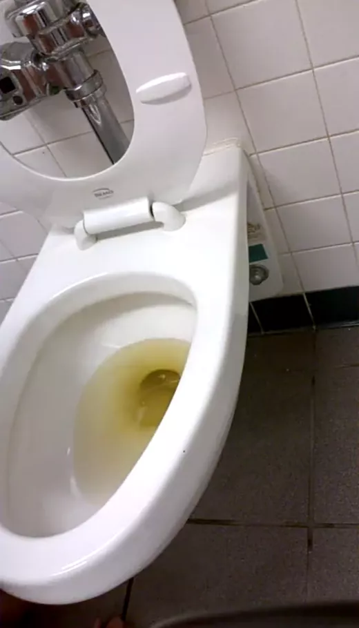 You enter the bathroom after your dad...