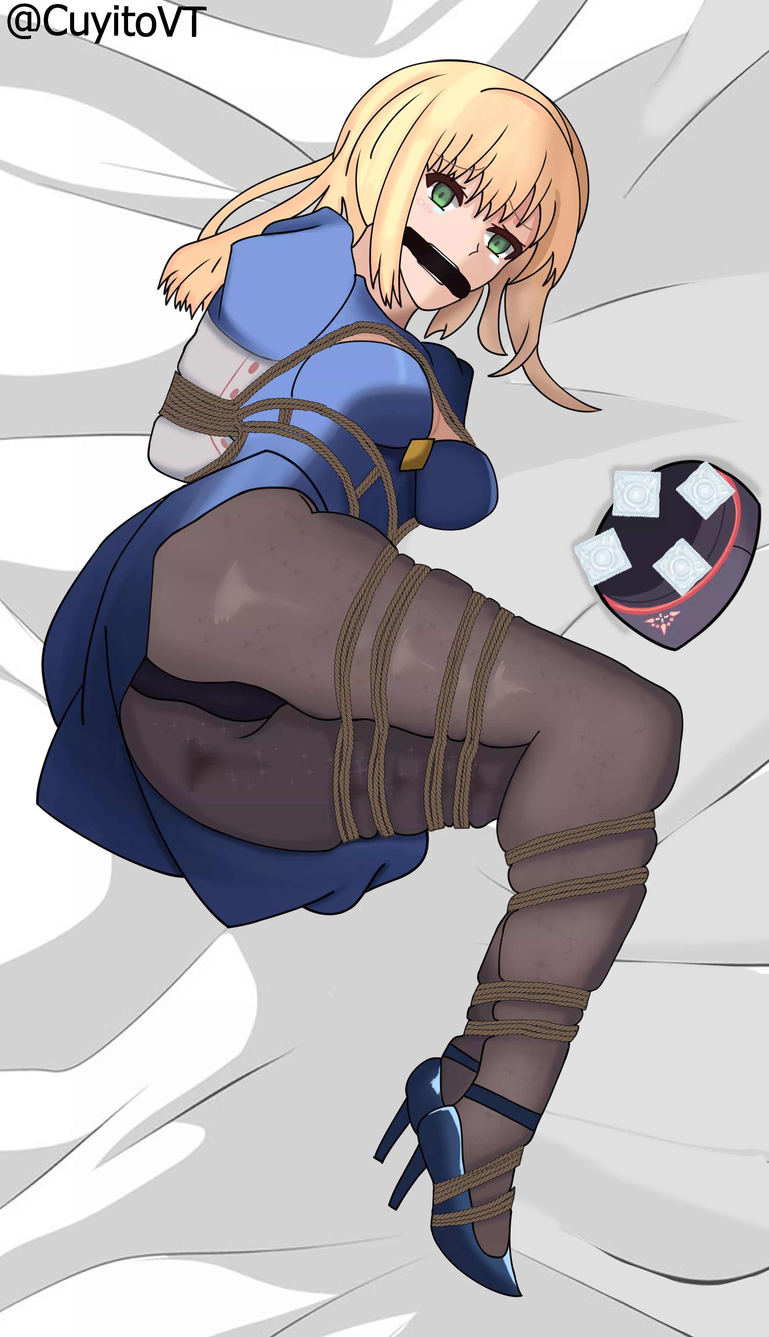 A bound and gagged Castoria from FGO - Commision artwork drawn by me