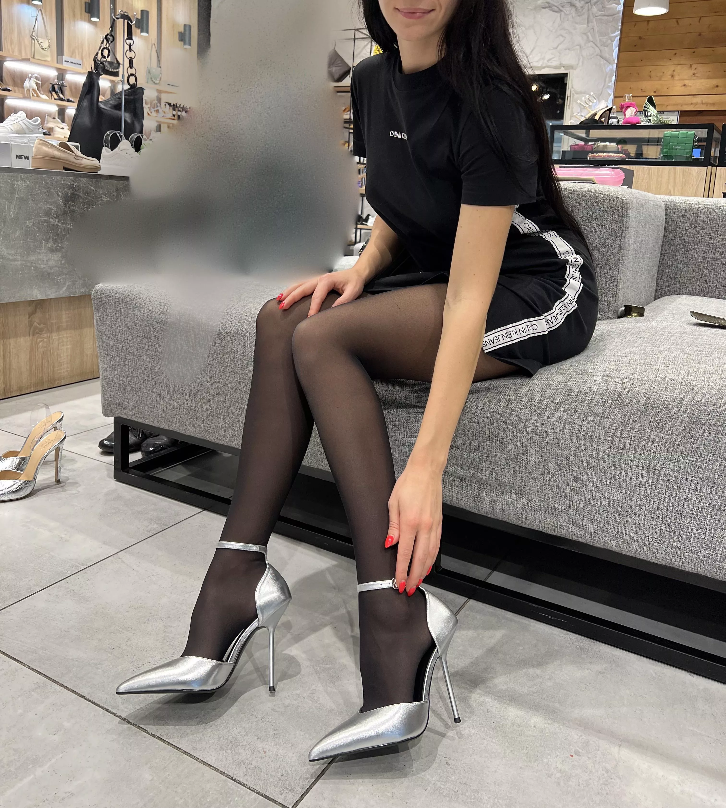 Silver shoes look very beautiful