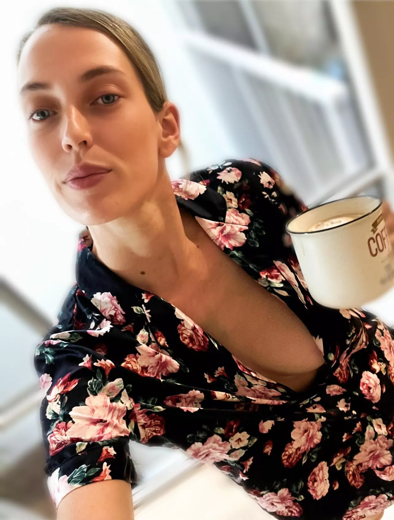 Coffee and open shirt, perfect start to the day