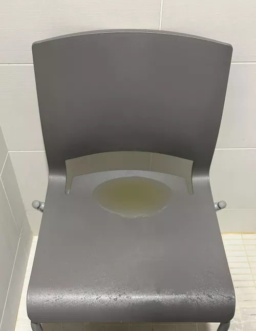I was holding back as long as I could but i was starting to leak so I put this chair in the work showers (it was like a waterfall over the chair I was so full of fluids, ended up soaking my socks)