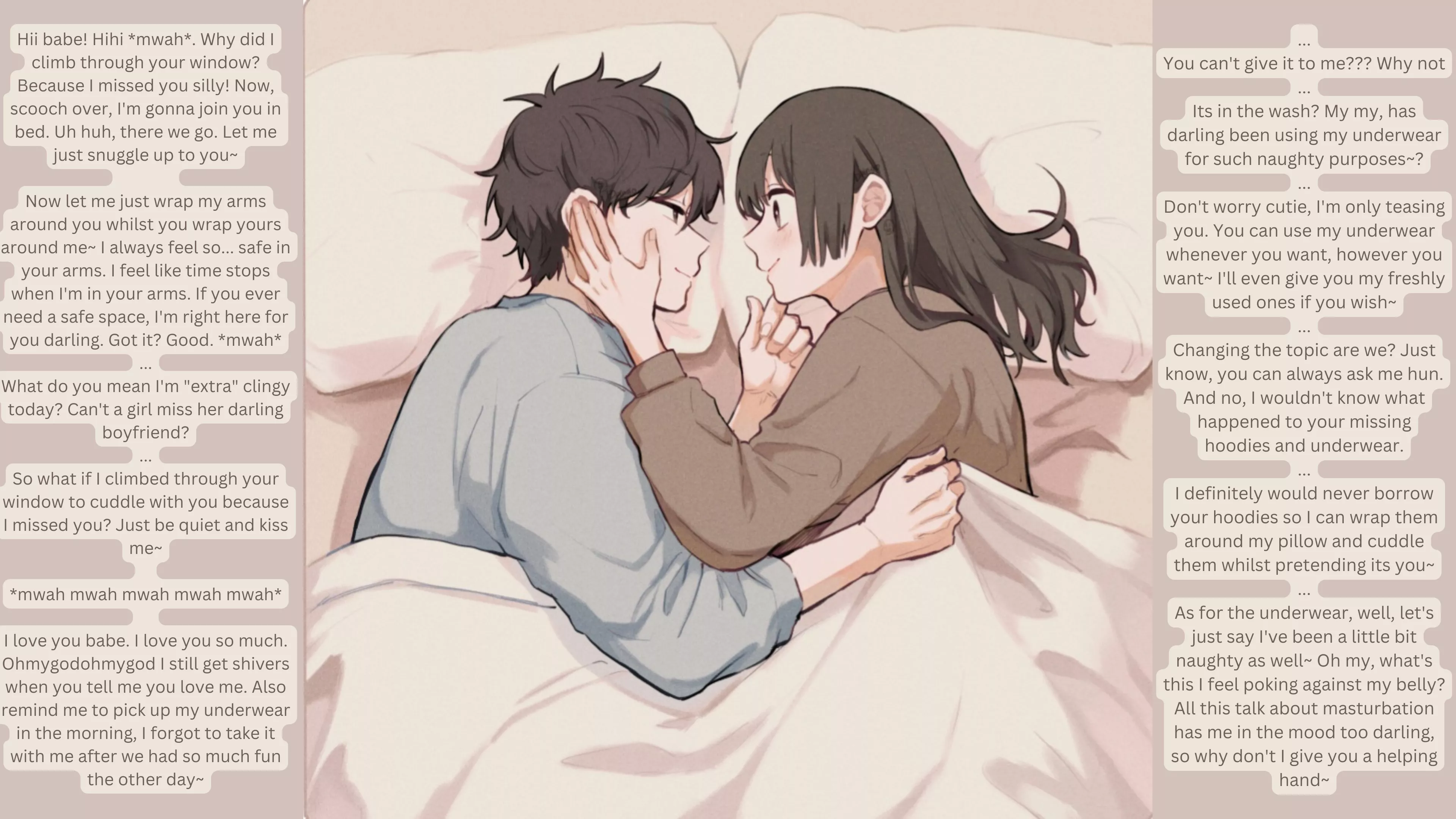 Slightly yandere girlfriend wants more than cuddles! (yandere) (cuddling) (loving) (implied handjob)