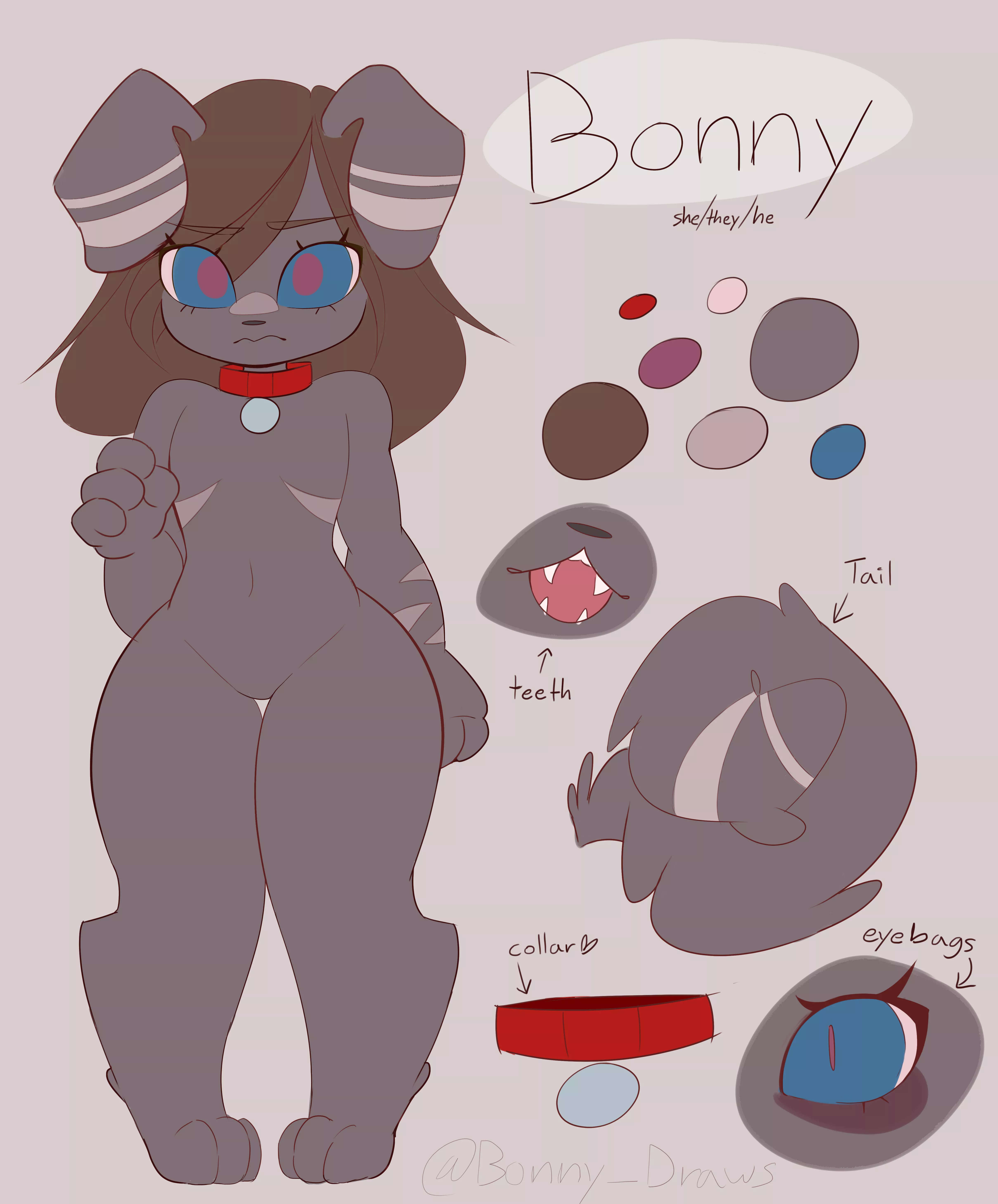 (art by me) I made a ref sheet of Bonny, what do you think?