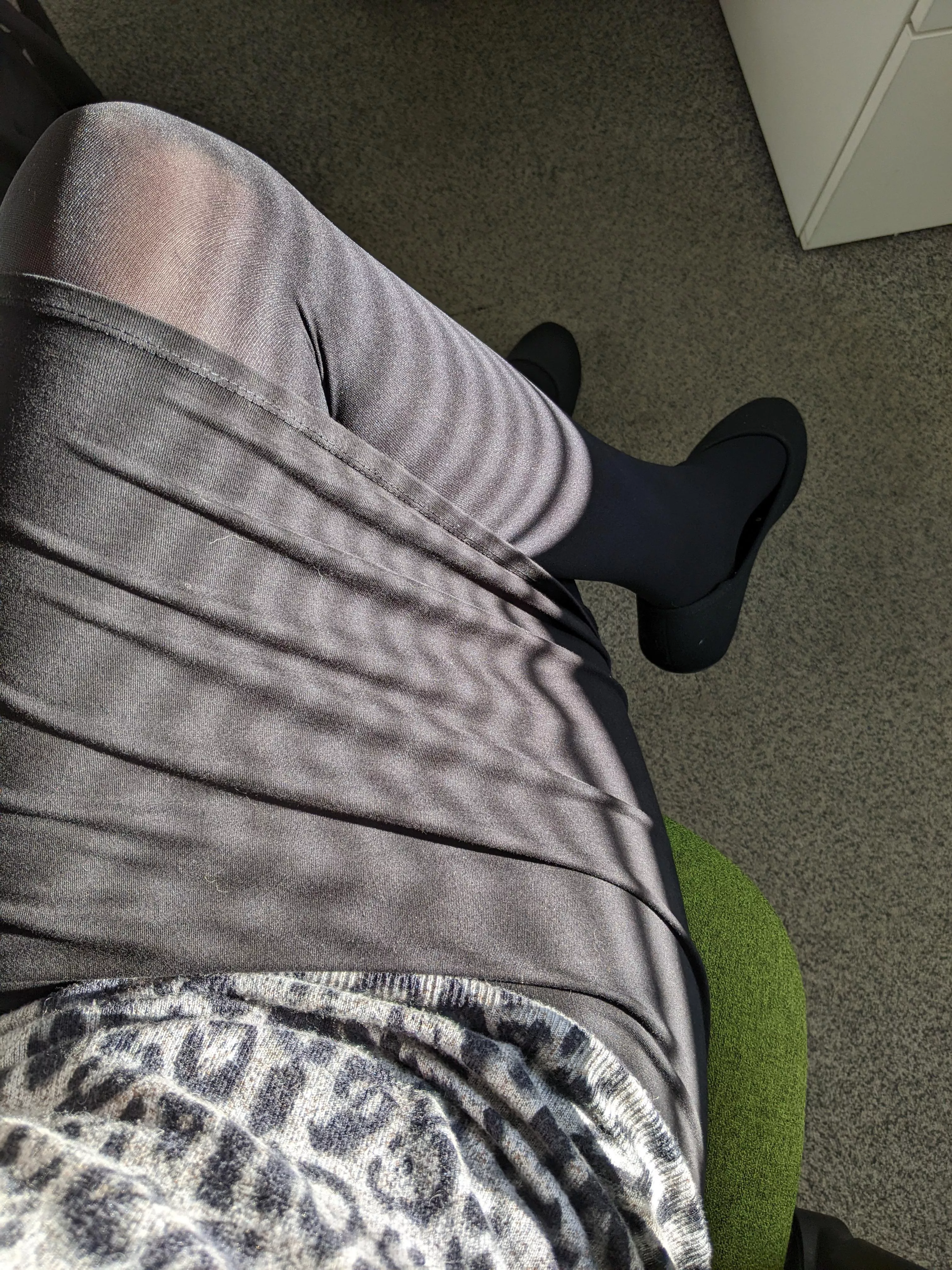 Enjoying the morning sun at the office