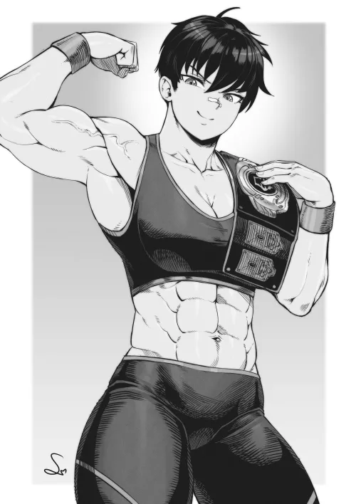 Female wrestler biceps flex [Artist: SpeedL00ver]