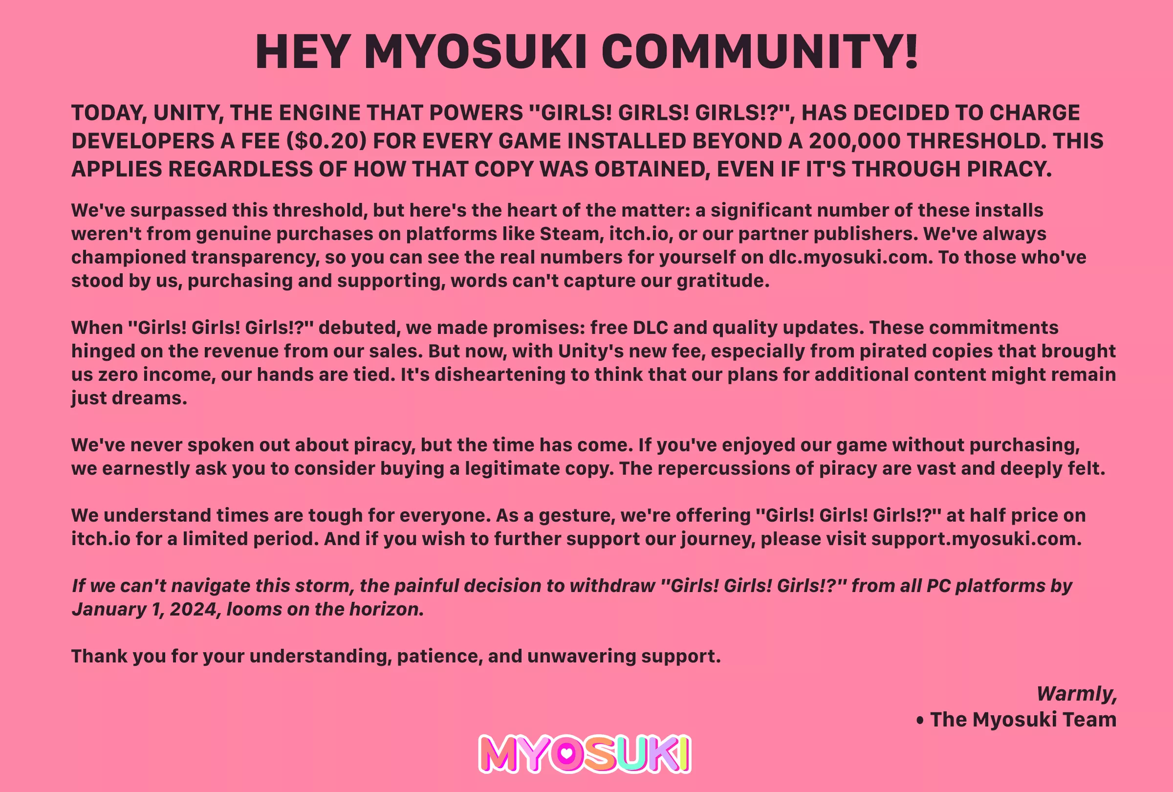 Important Announcement from Myosuki