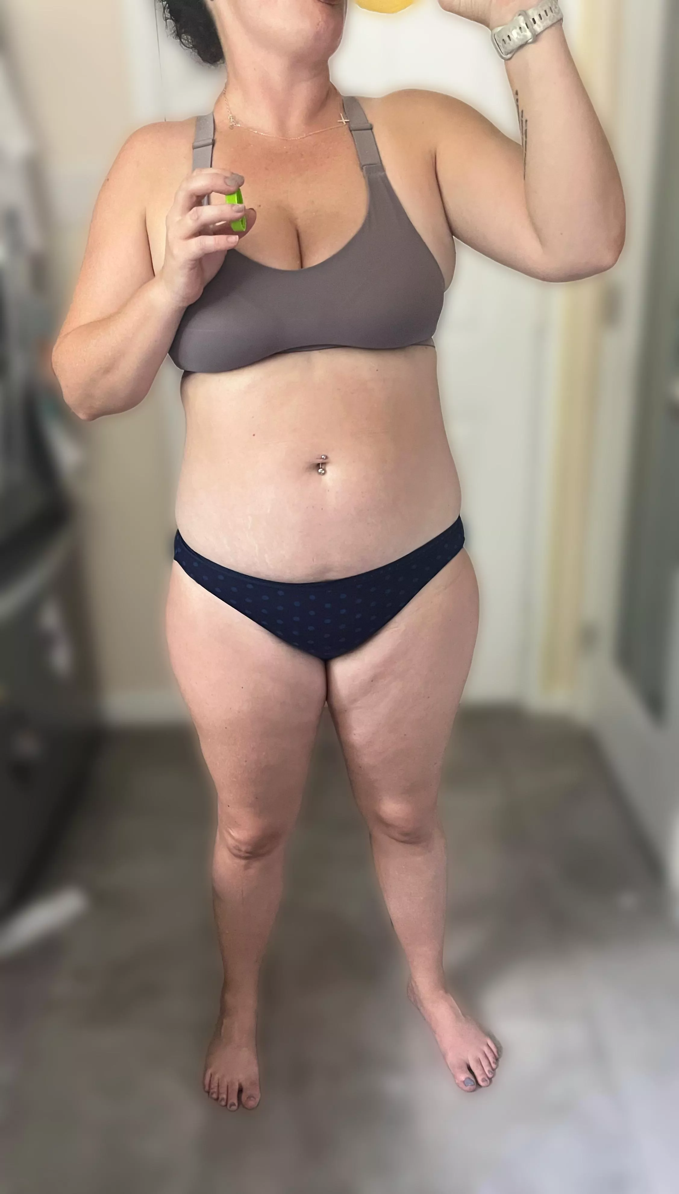 In comfy panties for now