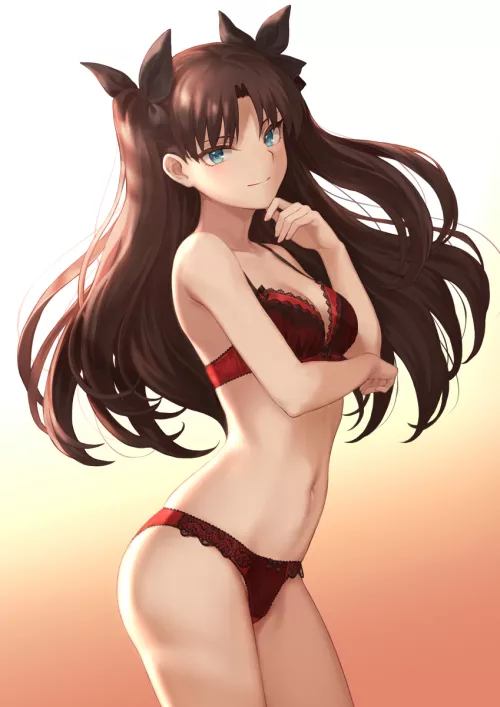 Rin posing in lingerie