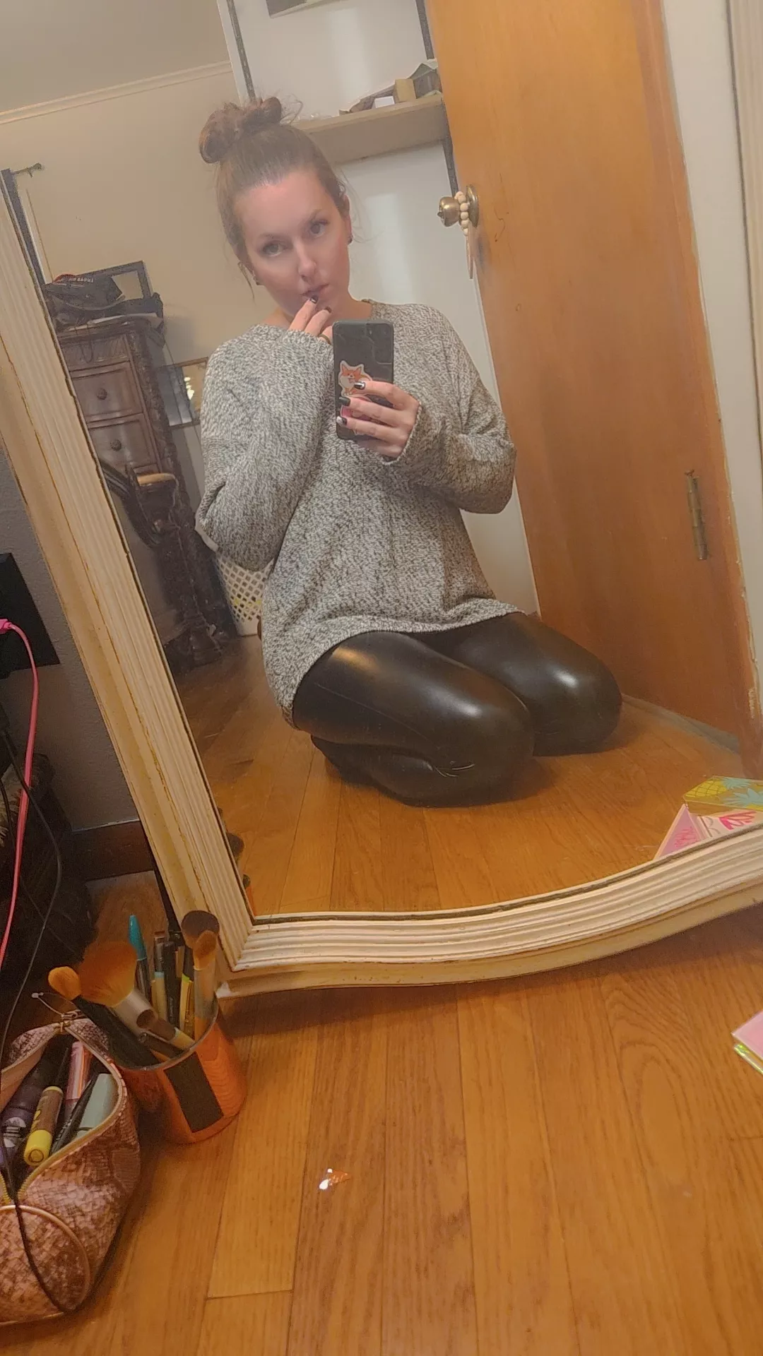 When I try to make the leather look innocent in public..but yall know😏 🤭