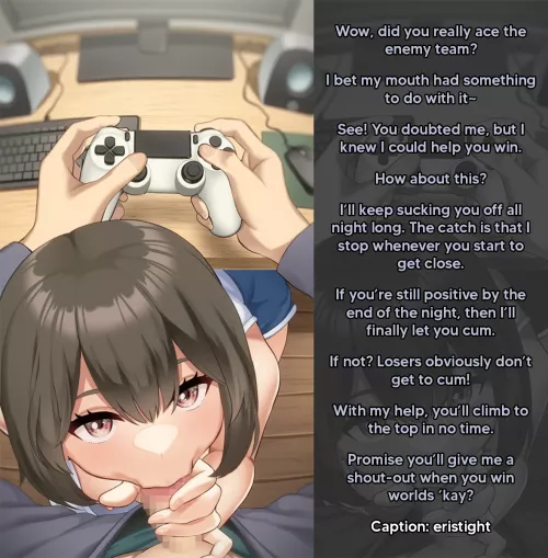 Your gf supports you from under the desk [Edging][Blowjob][Gamer girl] (Art: Yamagara Tasuku)