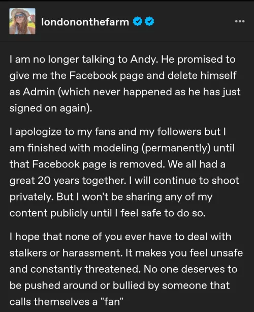 And here you have it, friends. She's finally given up. It's simply not worth it to deal with the garbage that continues to harass her. I do not blame her one bit.