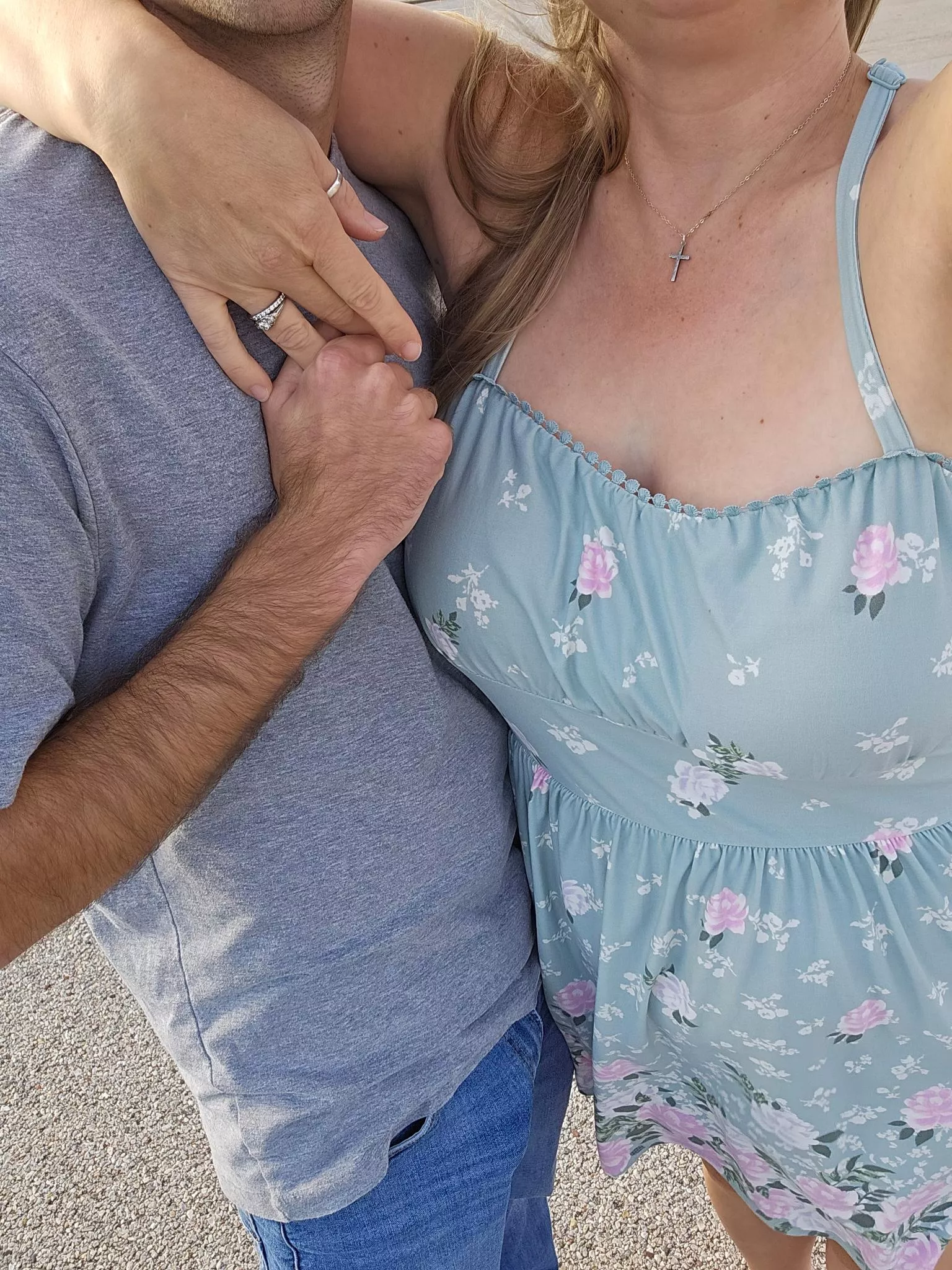 I met a friend, from the group, for some shopping and he wanted me to take a picture with my wedding ring showing for you! Happy Friday! 42F