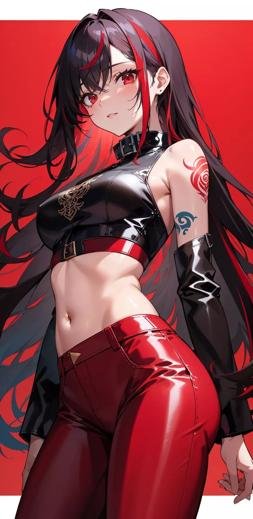 Red/Black Leather Outfit