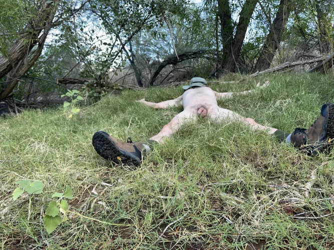 Relaxing near the end of my hike this morning