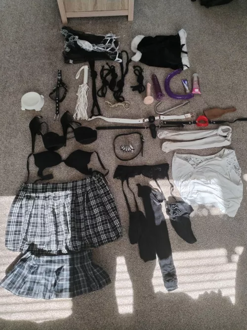 All my toys for some humiliating selfbondage later