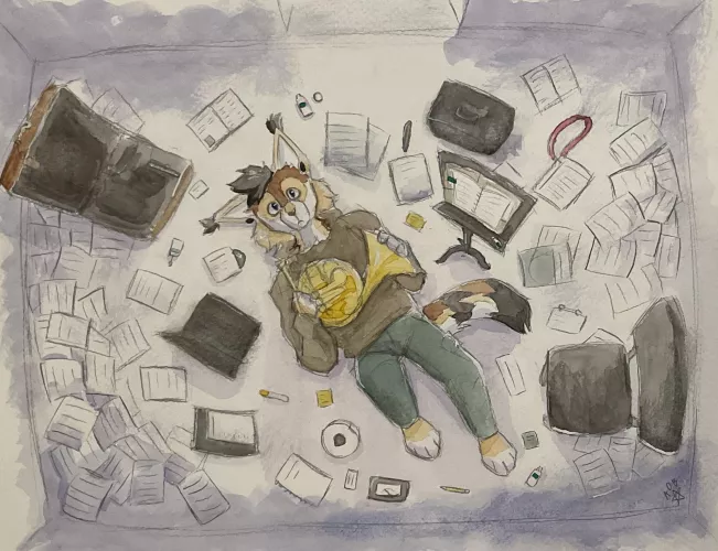 Band kid burnout (art by me, Antoxtrr)