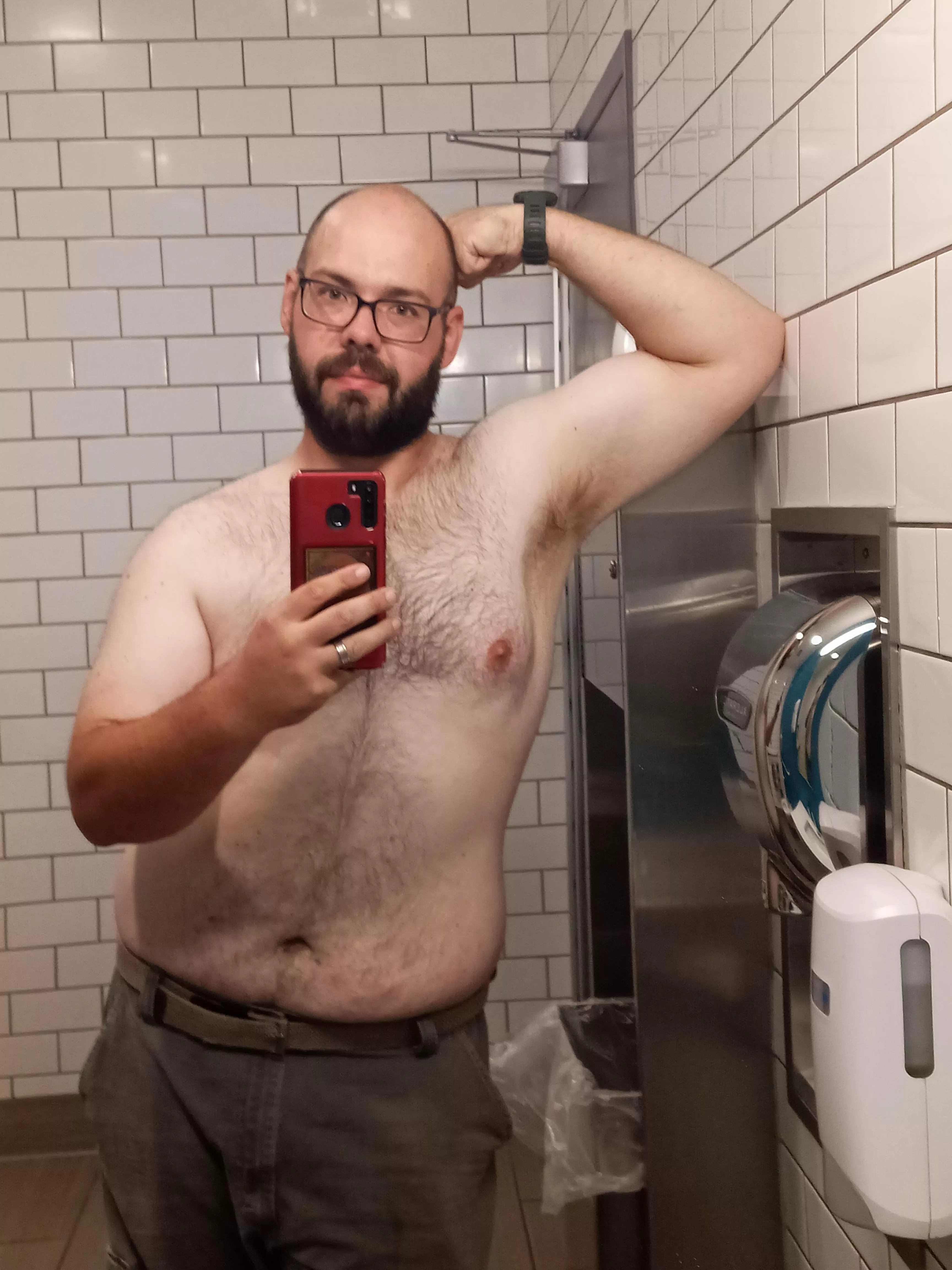 Feeling hot in the work bathroom