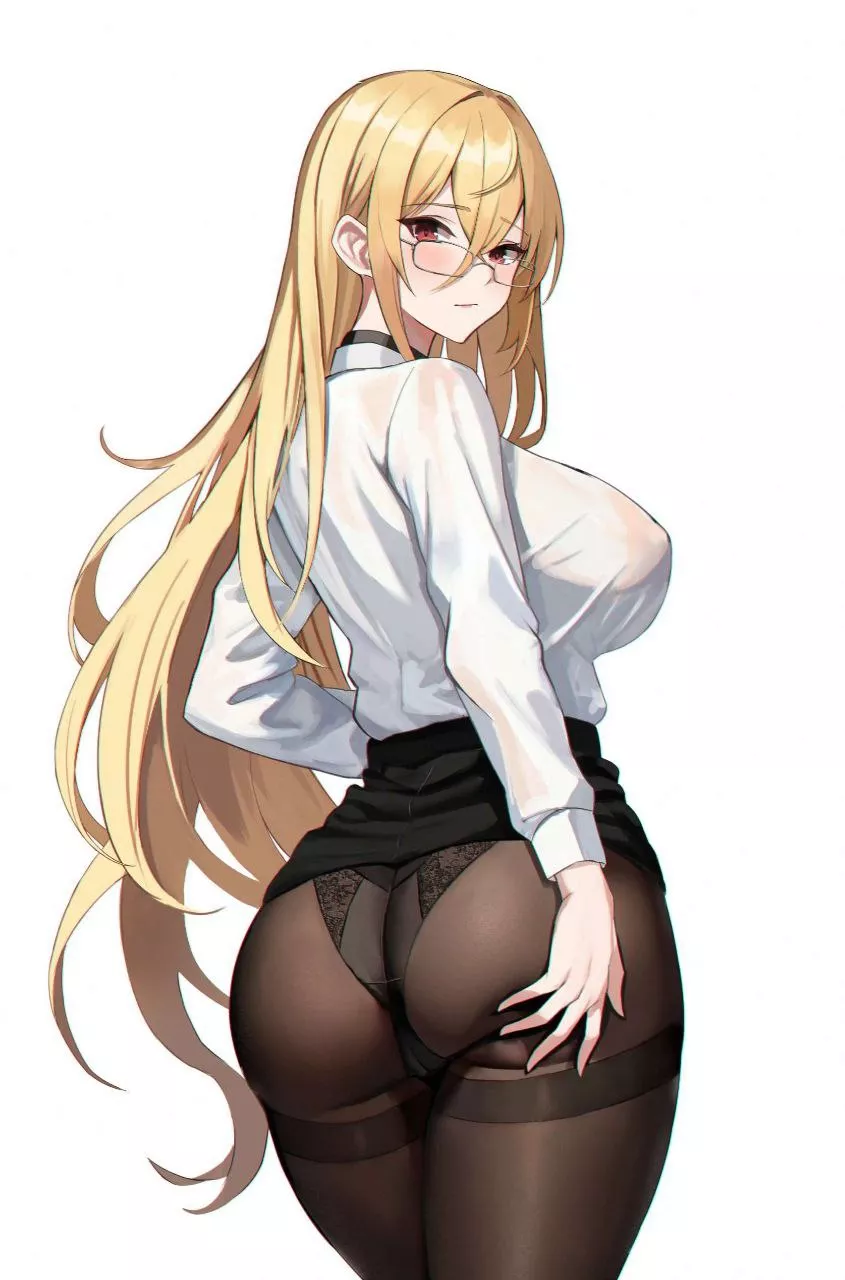 lowkey blonde office girl