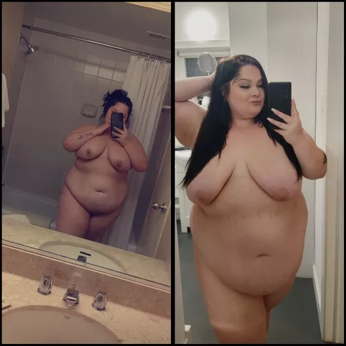 1 year difference 😈 I've almost doubled in size but the bigger the better right ? 😜