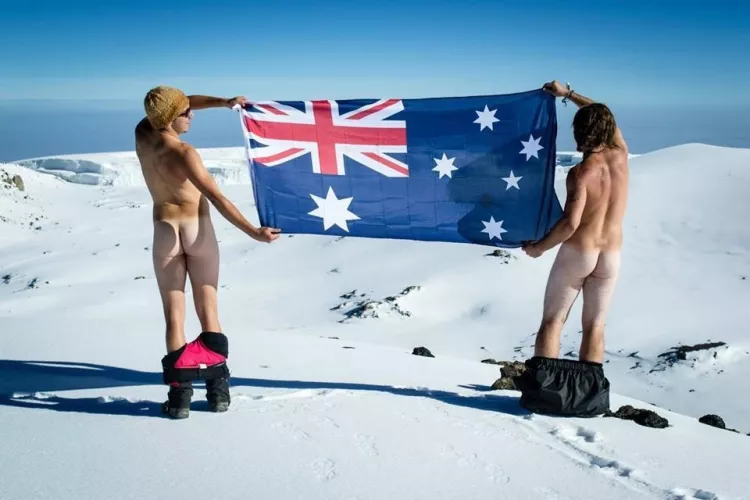 An Aussie flag and two aussie asses