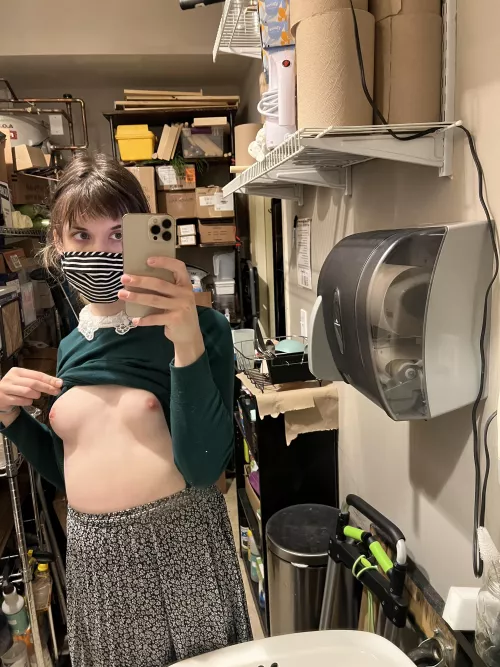 happy friday! here's a cheeky little titty pic in the work bathroom for you lovely people 💗