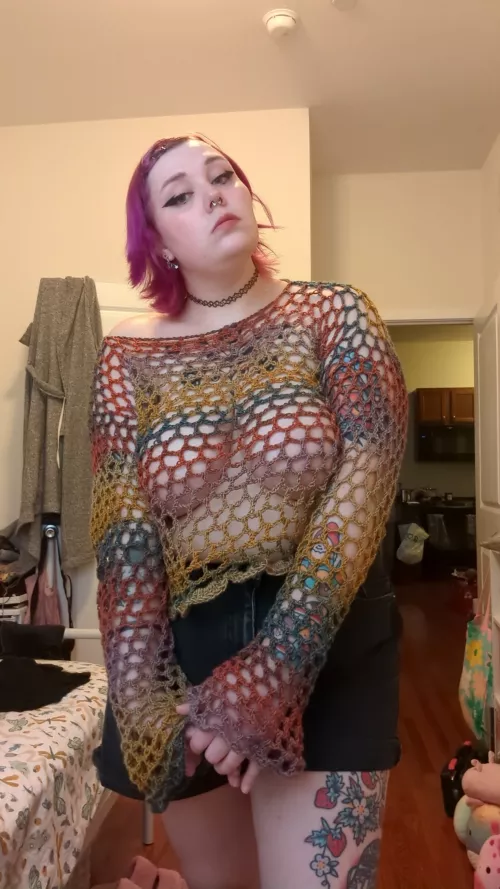 I made this top but maybe I should have made something to go under it.... what do you think?