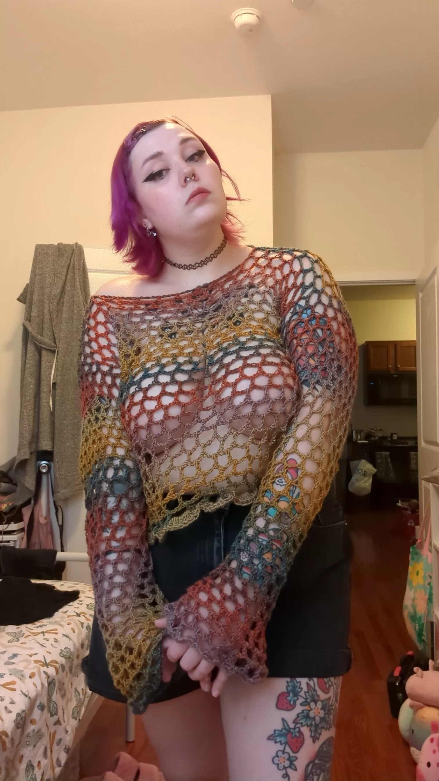 I made this top but maybe I should have made something to go under it.... what do you think?